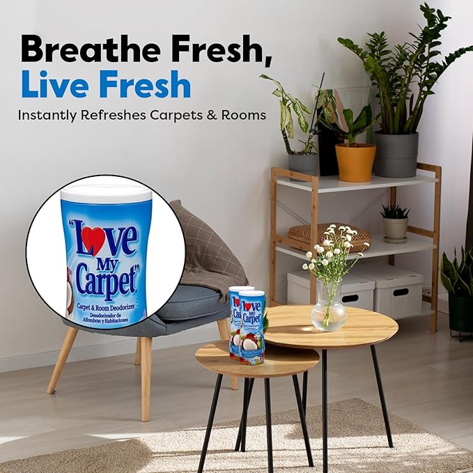 6 Love My Carpet | Carpet Deodorizer & Freshener Powder | 17 oz Pet Odor Eliminator for Strong Odor & Pet Urine | HAWAIIAN PASSION | Safe for Homes with Pets