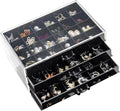 Earring Storage Box Organizer 3 Drawers Acrylic Jewelry Storage Box Holder Transparent Jewelry Display Stand with 72 Small Compartments Gift for Women Girls (Black)