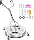 30" Pressure Washer Surface Cleaner Max with 4 Wheels, Stainless Steel Commercial Dual Handle Power Washer Surface Cleaner Hot Water Supported for Patio Decker Concrete Driveway, 4500 PSI