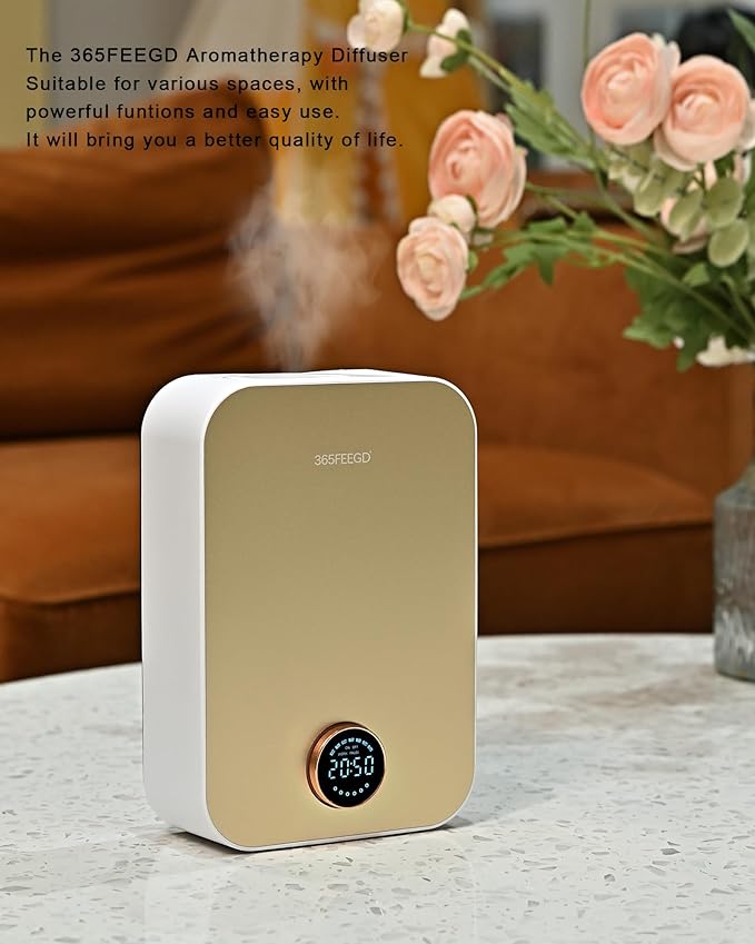 Waterless Oil Diffuser - Pure Essential Oil Diffuser with App Control - 150ml/1700 Sq.Ft. Coverage for Effective Aromatherapy in Home/Office/Hotel (White Gold-Rotary Edition)