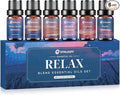 Relax Eessential Oils Set, Diffuser Oil for Home, Humidifiers, Candle Making, Aromatherapy - Stress Relief, Calm Down, Tranquil, Meditate, Unwind, Purify, 6x10ml