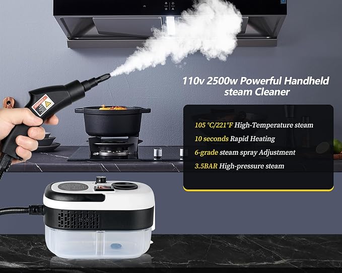 7 in 1 Steam Cleaner 2500W High Pressure Steamer for Cleaning, Car Steamer Handheld Steam Cleaner for Home Use, Hardwood Floor Steam Cleaner for Upholstery, Kitchen, Bathroom, Grout