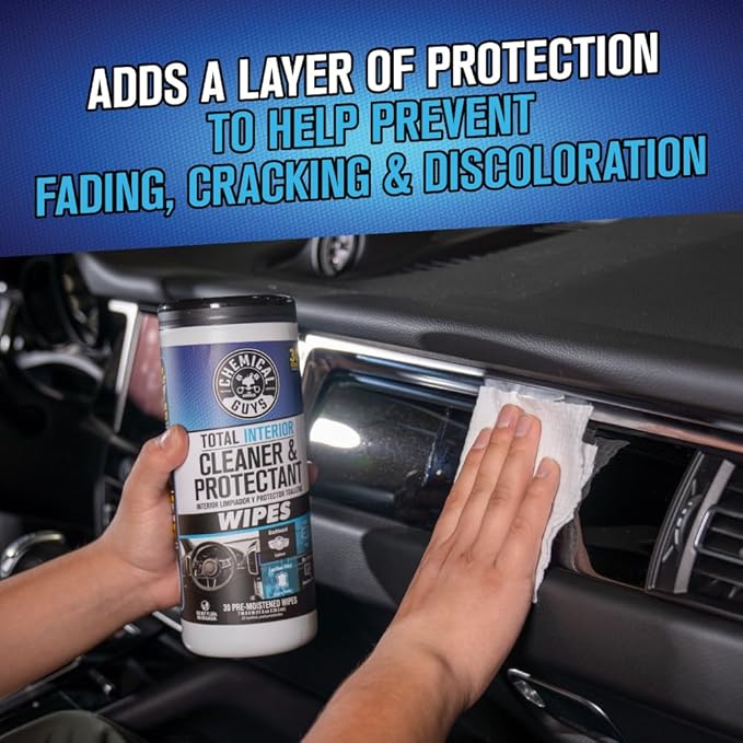 Chemical Guys Total Interior Cleaner & Protectant Canister Wipes, Great for Cars, Trucks, SUVs, RVs, & More (30 Ct) - PMWCSPI22030