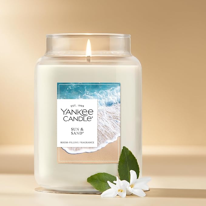 Yankee Candle Sun & Sand, Scented Candle, 22oz Large Jar with up to 150 Hour Burn Time, Giftable
