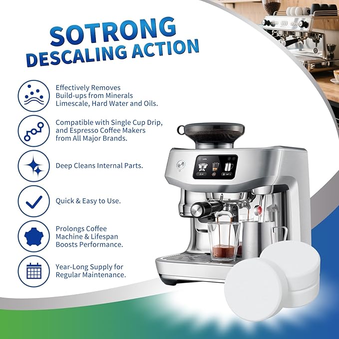 Coffee Machine Cleaner Descaler Tablets - 24 Count Compatible With Nespresso, Keurig, Ninja, Delonghi, Miele, Coffee Maker Pot Descaling,Descaling and Cleaning Tablets for Coffee Pot & Machines
