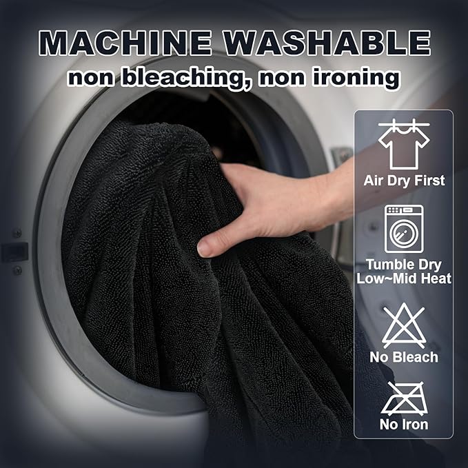 Ghguole 2-Pack Car Drying Towel (28" x 36"),1500 GSM Double Sided Microfiber Towels for Cars,Trucks, SUV.Highly Absorbent,Leaving no Marks,no Shedding,Easy to Clean