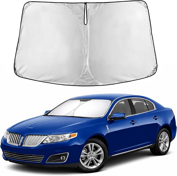 EcoNour Windshield Sunshade for Lincoln MKS 2009–2016 | Custom Fit Front Window Sun Shade | Blocks Harmful UV Rays & Reduces Heat | Foldable Sun Visor with Storage Pouch