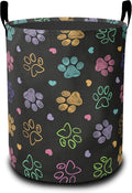 Colorful Paw Print Laundry Hamper Large Canvas Fabric Lightweight Storage Basket/Dirty Clothes Collapsible Waterproof for College Dorms, Boys and Girls Bedroom,Bathroom