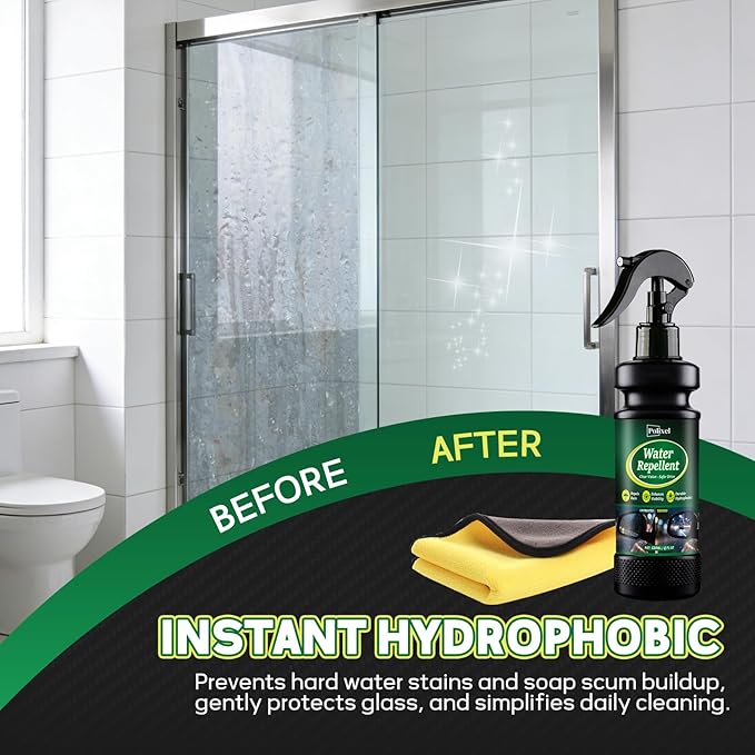 POLIXEL Water Repellent Spray for Car Windshield & Glass - Long Lasting Rain Repellent & Hydrophobic Coating for Windshield, Glass, Windows, Mirrors Prevents Streaks, Spots & Buildup - 4OZ/120ML