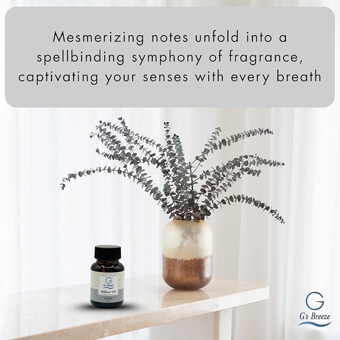 G's Breeze Linen Diffuser Oil – 60ml Soft & Soothing Linen Scent, Long-Lasting Aroma for Nurseries, Bedrooms, & Living Rooms, Easy Refill for Fragrance Oil Diffuser