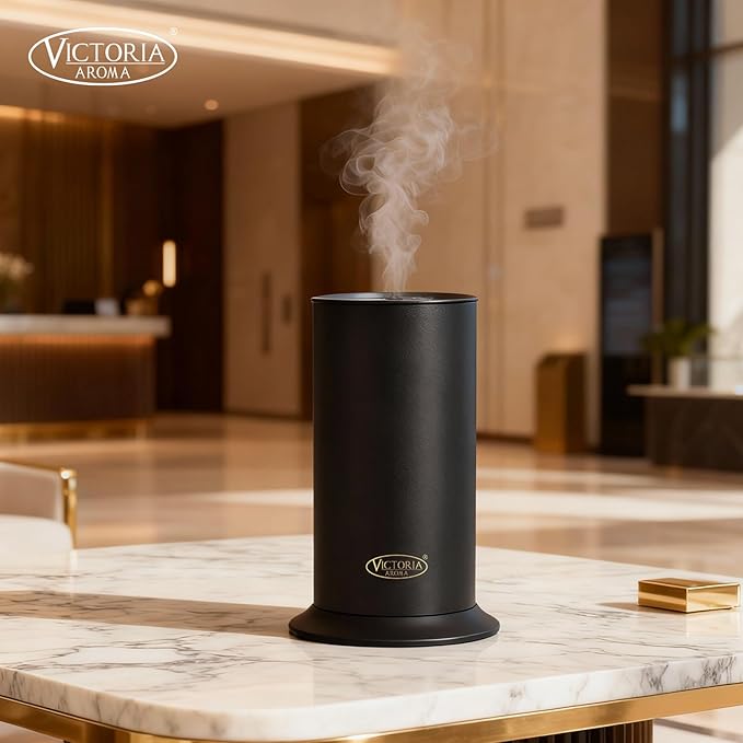 Waterless Essential Oil Diffuser - Cold-Air Scent Machine for Large Rooms up to 1000 sq ft, Home, Office, Hotel, Spa (Matte Black)