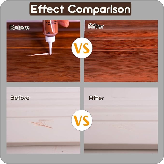 NADAMOO Wood Furniture Repair Kit Wood Filler Scratch Repair Furniture Touch Up Kit Cover Surface Scratch for Wooden Floor Table Door Cabinet Veneer, 12 Dark Color Kit Black White Gray Oak