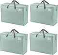 VENO 4 Pack Moving Bags, Christmas Storage Containers, Storage Totes, Zipper On Top, Sturdy, Storage Bags for Camping, Clothes, Bedding, Comforters, Pillows (27 Gallon Light Green, 4 Pack)