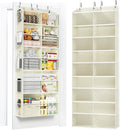 PureSpace 5-Tier Over The Door Organizer with 10 Side Mesh Pockets & Clear Windows, 80 lb Weight Capacity Hanging Storage for Bathroom, Bedroom, Nursery, Kitchen, Organizer Toys (Clear Grey)