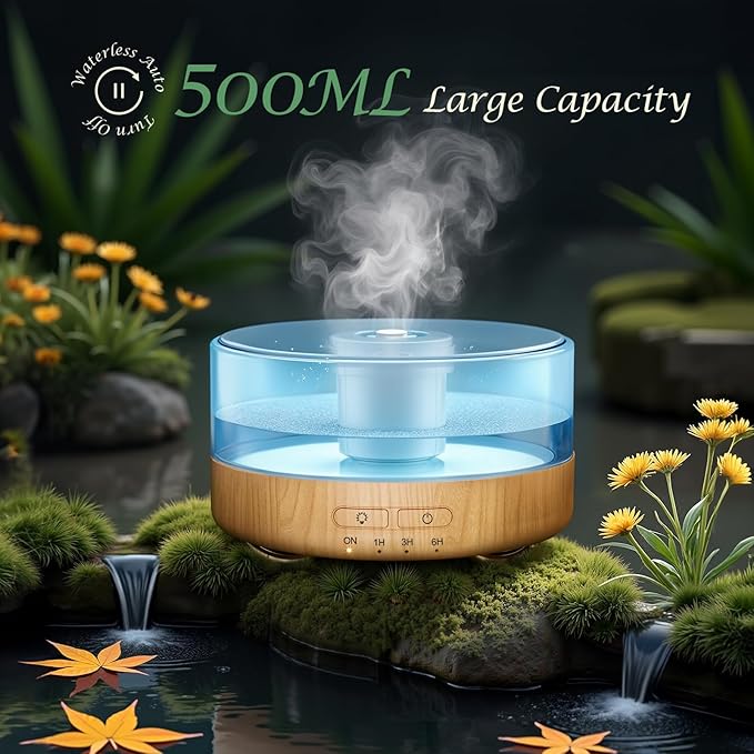 Essential Oil Scent Diffuser for Home: 500ML Large Fragrance Aromatherapy Diffuser for Hotel Office Yoga Room, Mist Humidifier with 9 Colors LED Lights for Kids/Women Home Relaxation,Canary Yellow.