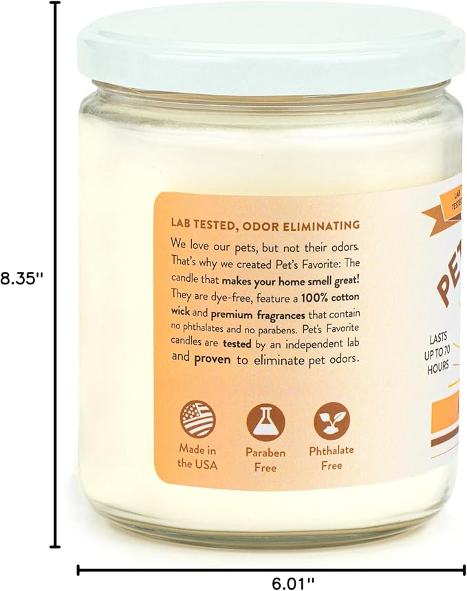 Pet's Favorite Pet Odor Candle, Clean Burning, Long Lasting Scented Candles with a Cotton Wick. (Pumpkin Spice, Pack of 1)