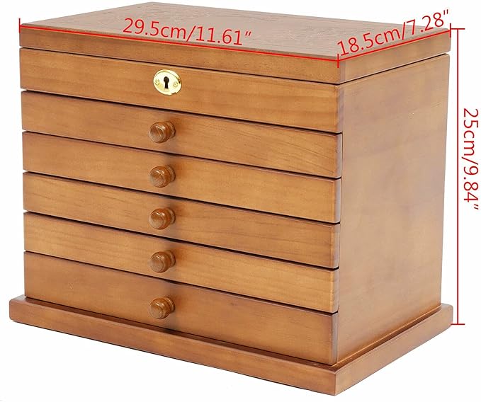 6-layer Jewelry Box Organizer with Lock and Mirror, Wooden Jewelry Boxes & Organizers,Jewelry Storage for Rings Earrings Necklaces Bracelets Christmas New Year Gifts