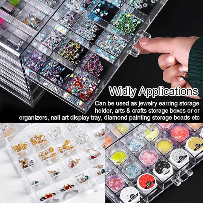 Earring Storage Box Organizer, Acrylic Jewelry Storage Box Holder 5 Drawers Transparent Jewelry Display Stand with 120 Small Compartments Gift Boxes for Women Girls (Clear)