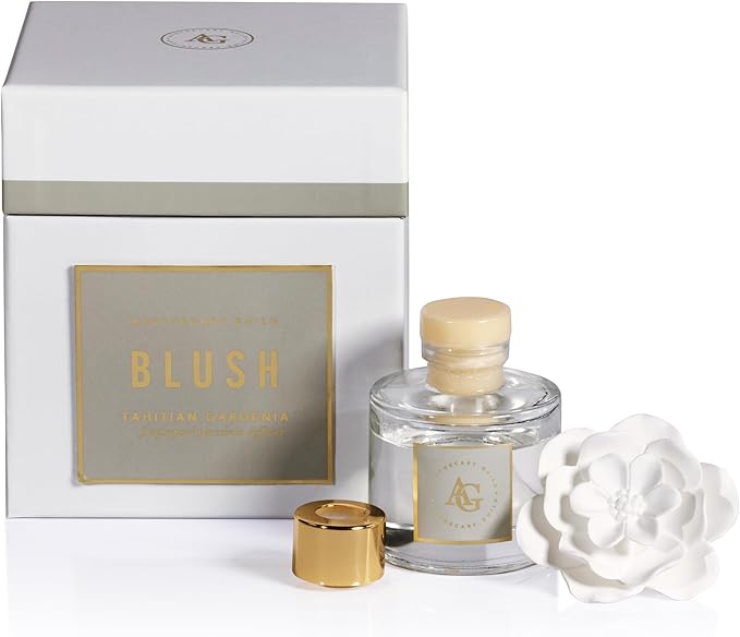 Zodax Grand Casablanca Porcelain Oil Diffuser (1.69 oz, Tahitian Gardenia Blush)