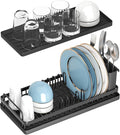 CHLORYARD Small Dish Drying Rack, Compact Sink Dish Drainer Plate Organizer with Utensil Holder and 2pcs Silicone Drying Mats for Kitchen Counter, RVs, Apartments