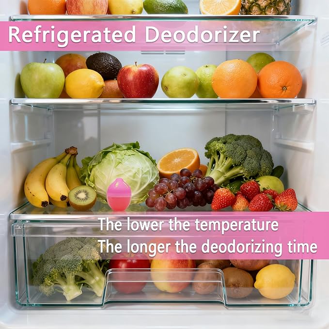 WeelenkEco Refrigerator Deodorizer – More Effective Than Baking Soda, Effectively removes stubborn refrigerator odors, Natural Gel (4 Pcs/Peach Flavor)