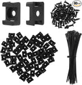 SLEYUIM Premium Cable Zip Tie Mounts Kit - 60 Packs Wire Management Holder & Cable Clips, 8" High-Strength Nylon Ties & 5M Screws, Heavy Duty Fasteners for Wall/Desk, Indoor & Outdoor Cable Organizer