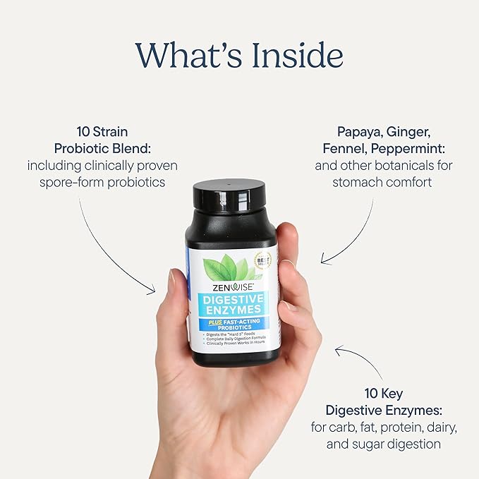Zenwise Health Digestive Enzymes for Gut Health & Bloating Relief - Multi Enzymes Digestion Supplement with Probiotics, Bromelain & Papaya for Digestive Health Support - Men & Women - 180 Count