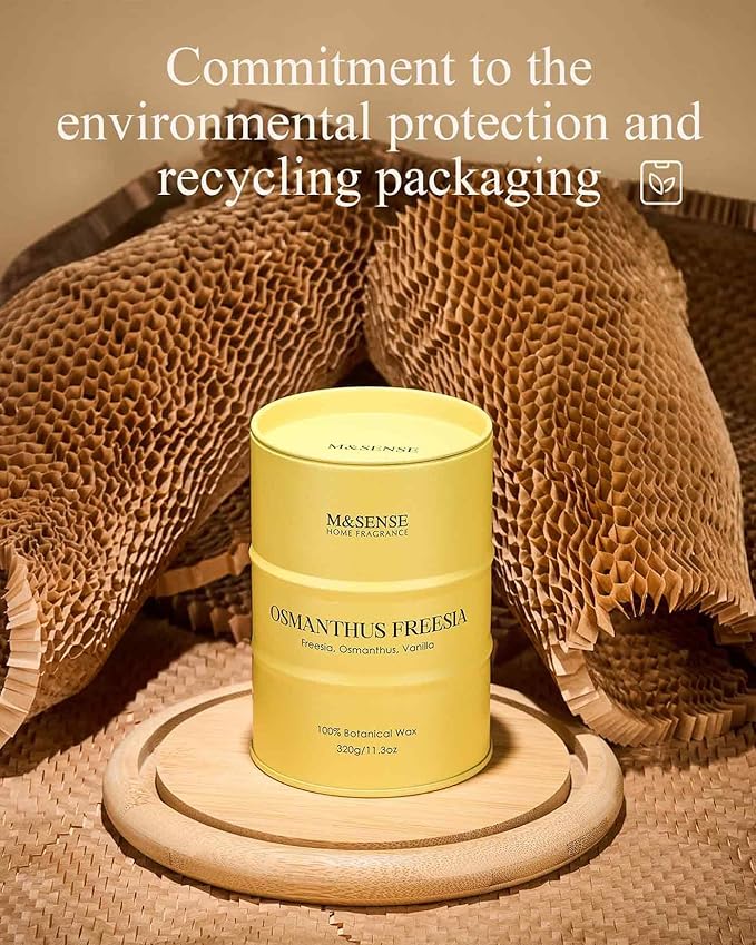 M&SENSE Osmanthus Freesia Scented Candles Natural Non Toxic, Christmas Candle for Stress Relief Meditation Relaxing, Housewarming Gifts for Women Men, 11.3oz 70 Hour Christmas Decor