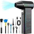 Compressed Air Duster, 180000RPM Electric Air Duster Whit LED Lighting & 9 Brush, 4 Gear Adjustable Turbo Fan, Cordless Air Blower Rechargeable, Air Duster for PC/Laptop/Keyboard/Car/Home Cleaner
