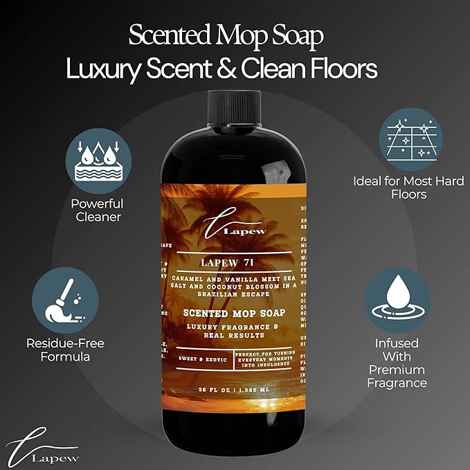 Lapew 71 Scented Mop Soap Concentrate 36 oz | Premium Fragranced Floor Cleaner | Streak-Free | Hard Floor Cleaning Solution | Eco Friendly | Cheirosa 71 Fragrance