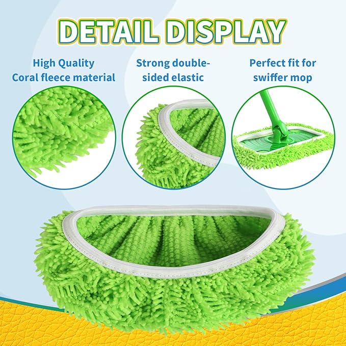 ZHAYAO 6Pcs Reusable Microfiber Mop Pads Compatible with Swiffer Sweeper, Wet and Dry Flat mop Cover, Replacement Sweeping Mopping pad Refills for Surface/Hardwood Floor Cleaning