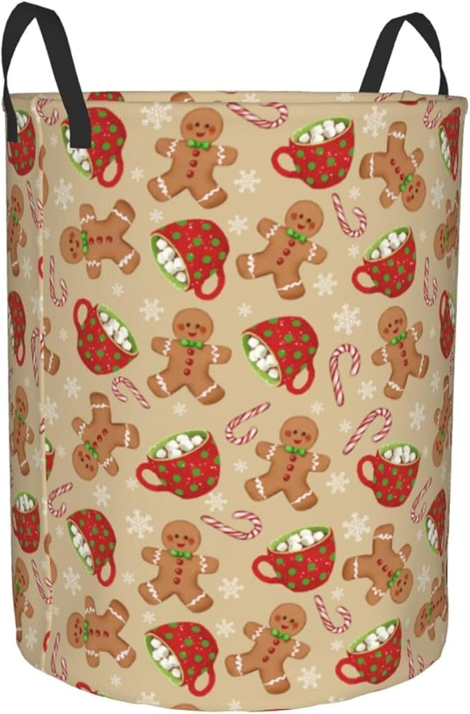 Christmas Candy Laundry Basket Storage Bin Foldable Laundry Hamper Clothes Storage Bucket Organizer 19.6x15.7 Inch For Laundry Room/Bedroom/Bathroom