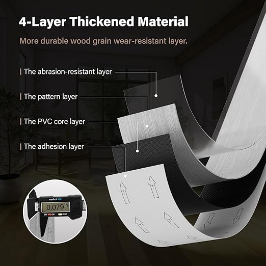 Peel and Stick Floor Tile, INMOZATA Self Adhesive Vinyl Plank Flooring Wood Grain Look 36-Pack 54 Sq.Ft Grey Waterproof Tile Sticker for Bedroom, Living Room, Kitchen, RV(Slategray)