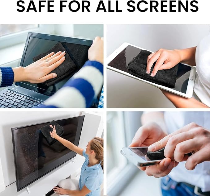 EVEO® Screen Cleaner Spray Kit (Streak-Free) TV Screen Cleaner for Smart TV, LCD, LED, OLED | Computer Screen Cleaner Spray and Wipe Microfiber Cloth - TV, Monitor, Laptop, iPad, Car - 6.7oz 2 Pack