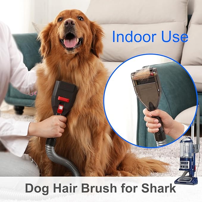 Kodahome Dog Brush Vacuum Attachments, Compatible with Shark Navigator Rotator Lift Away Stratos Rocket NV360 NV501 HV300... Vacuums, Pet Hair Shedding Grooming Tool with Hose Adapters