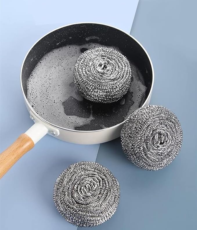 Docduet 6Pcs Steel Wool Scrubbers - Flexible Scrubber Pads for Cleaning Dishes, Pots, Pans, Grills and Sinks