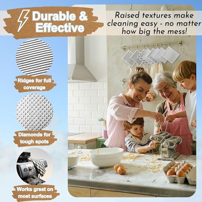 Sunshine State Goods Swedish Dishcloths for Kitchen - Ecofriendly Reusable Paper Towels, Biodegradable Dish Cloths - Cellulose Sponge Dish Cloths for Washing Dishes - 8 Pack (Black & White)