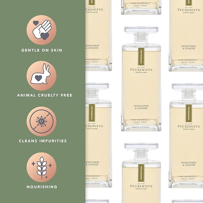 Pecksniffs Prestige 500ml Bath Soak Decanter Honeydew & Ginger