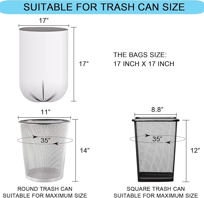 1.2 Gallon Small Trash Bags, 4.5 Liter Trash Can Liners Garbage Bags Wastebaskets Liners for Bathroom, 150 Counts Clear Bags