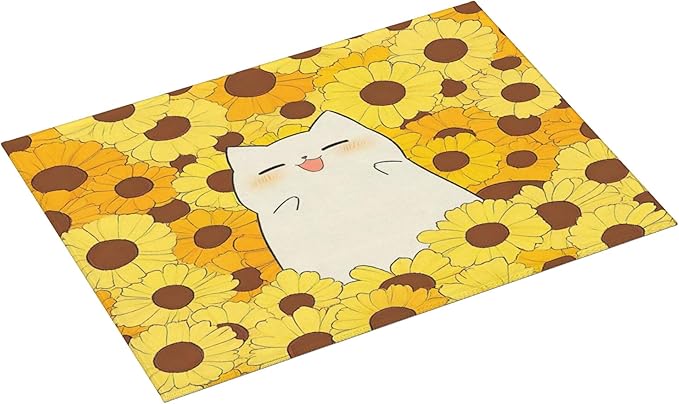 Cute Cat Dish Drying Mat for Kitchen Counter Microfiber Super Absorbent Non-Slip Dish Drying Pad for Countertops Dishes Utensils Stylish Quick-Dry Machine Washable 18x24 Inch