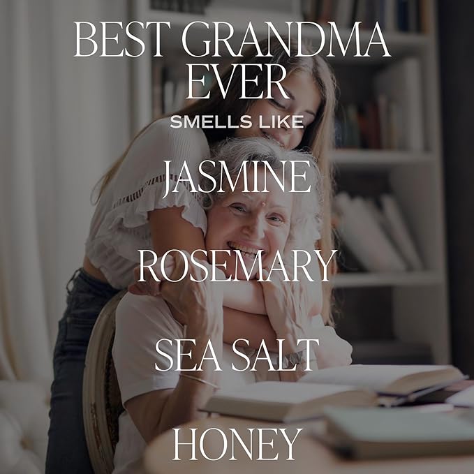 Sweet Water Decor Best Grandma Ever Candle - Jasmine, Rosemary, Sea Salt, & Honey Scented Candle - 9 oz Soy Candle in Clear Jar with 40+ Hours Burn Time - Birthday and Mother's Day Gifts for Grandma