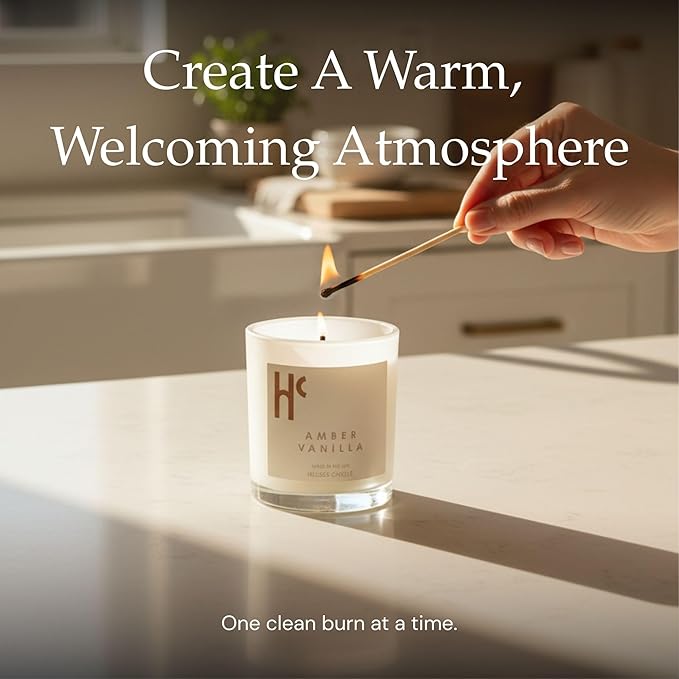 Amber Vanilla Fragrance - Single Wick Soy Candles - Up to 60 Hour Burn Time, Cruelty-Free Soy Candle Wax Blend - Warm Golden Amber & Vanilla Fragrance (9 oz)
