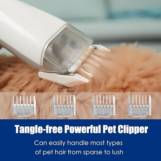 PROMOMO Pet Grooming Kit with 3.4L Oversized Vacuum Suction - 99% Pet Hair Removal - Professional Dog Clippers & Shedding Tools for Cats, Teddy, Poodle, Golden Retrievers (Pearl White)