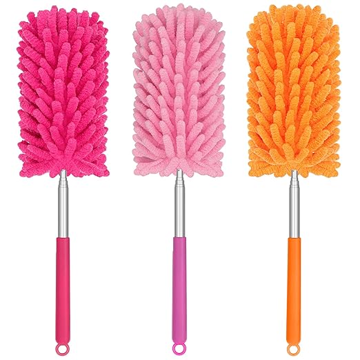 TIMIVO Mini Duster for Cleaning, 360° Bendable Hand Dusters with Extension Pole, Washable Small Duster for Car Interior, Office, Furniture