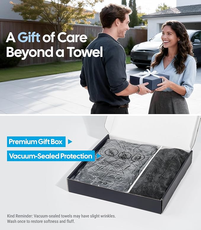 Wigoo Microfiber Car Drying Towels 36" x 24" [1300GSM Ultra-Absorbent, No Streaks & Scratches] Dual-Sided Edgeless Cleaning Towel with Twisted Loop, for Auto Detailing, Cars, SUV, Truck (2-Size Set)