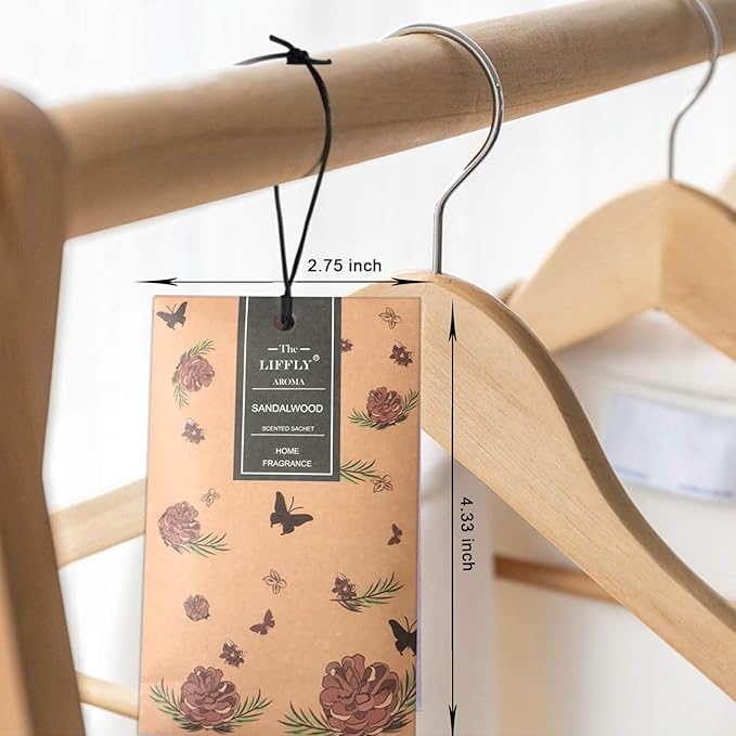 LIFFLY 14 Packs Sandalwood Scented Sachets for Drawers and Closets