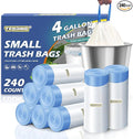 240 Count 4 Gallon Small Trash Bags Drawstring 1.1 Mil - White Garbage Bags Unscented for Bathroom, 15 Liter Thick Plastic Wastebasket Liners for Toilet Home Office and Bedroom