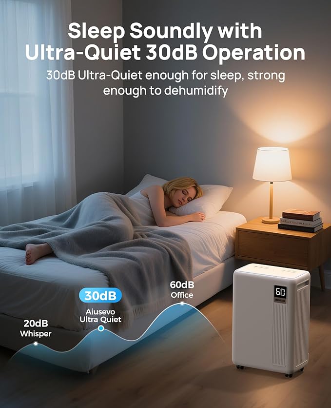 30 Pint Dehumidifier for Basement, 2500 Sq. Ft Dehumidifiers for Home with Drain Hose, 3 Modes, Smart Humidity Control, 24H Timer, 0.52 Gal Water Tank, for Whole House, Bedroom, Bathroom, Garage, Rv