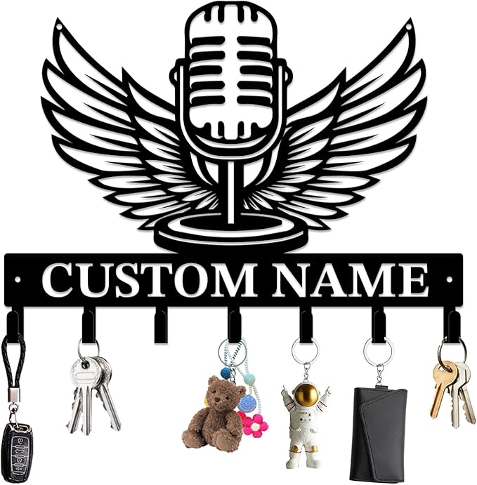 Personalized Custom Music Wall Hooks,Metal Music Room Art Clothes Hooks,Metal Music Wall Home Storage Decorative,For Front Door, Hallway, Kitchen, Bedroom,Keys,Hats (Style C)