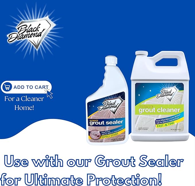 Black Diamond Ultimate Grout Cleaner: Best Cleaner for Tile, Ceramic, Porcelain, Marble Acid-Free Safe Deep Cleaner & Stain Remover for Even The Dirtiest Grout (1-Gallon)
